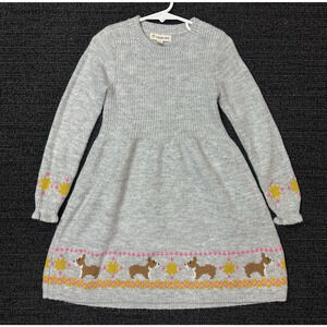 Tucker + Tate Gray Sweater Dress Dog Print Long Sleeve Girls Size 5